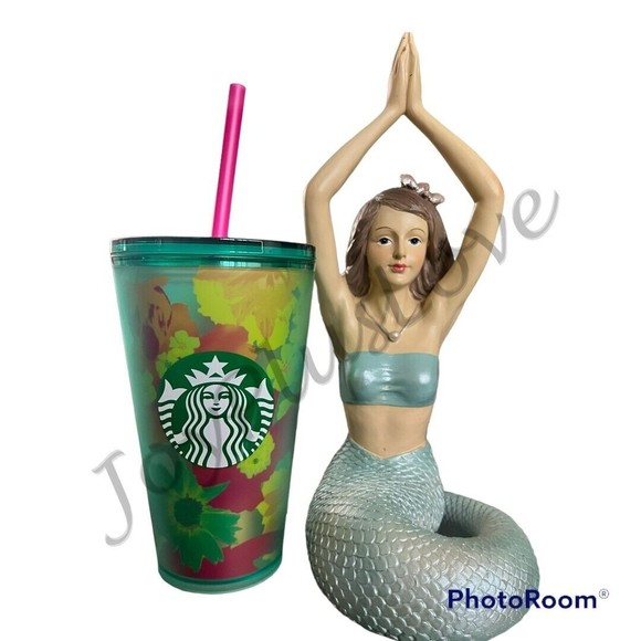 Starbucks Green Strawberry Floral Soft Touch 16 oz Tumbler Summer 2022 - Picture 1 of 1